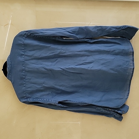 MEN'S DOPPELGANGER ROMAN BLUE LINEN BUTTON DOWN SHIRT SZ M $90 - Picture 4 of 4